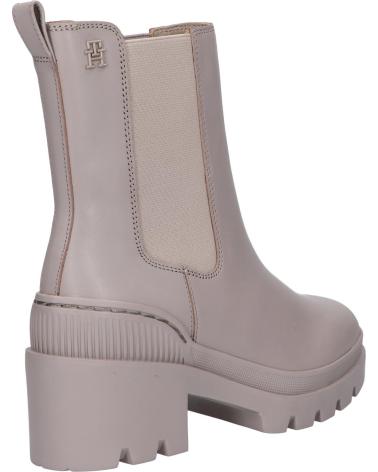 Bottes TOMMY HILFIGER  pour Femme FW0FW07761 LEATHER MID HEEL BOOT  PKB SMOOTH TAUPE
