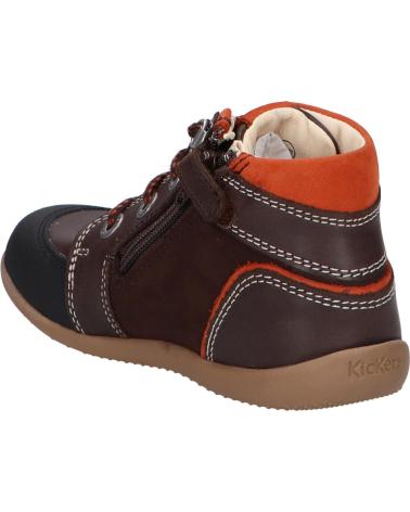 boy and girl Mid boots KICKERS 878602-10 BINS MOUNTAIN  92 MARRON FONCE OR