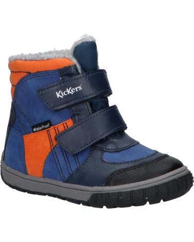 girl and boy Mid boots KICKERS 585572-10 SITROUILLE  53 BLEU ORANGE