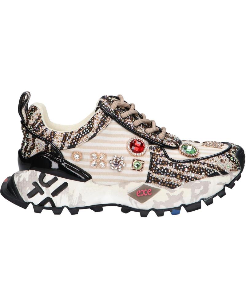 Woman Trainers EXE SY24-6  LEATHER BEIGE BLACK