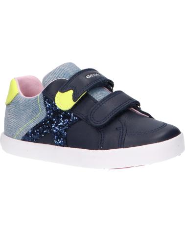 girl and boy sports shoes GEOX B15D5A 08513  C4502 NAVY-FLUO YELLOW