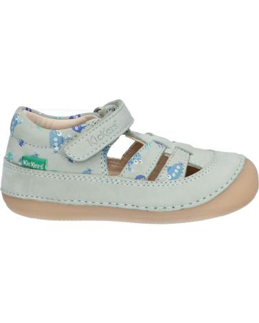 boy Sandals KICKERS 1215021-10-0 KICK SUSHYK LT GOLF NUBUCKPRINT  63 VERT CELADON IM