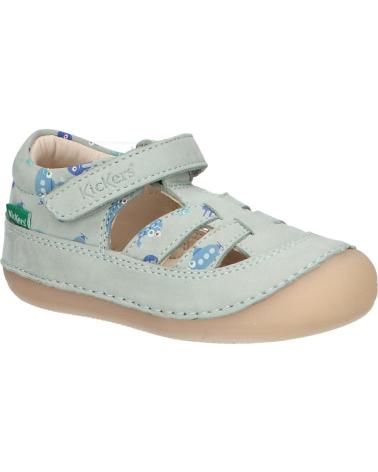boy Sandals KICKERS 1215021-10-0 KICK SUSHYK LT GOLF NUBUCKPRINT  63 VERT CELADON IM