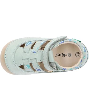 boy Sandals KICKERS 1215021-10-0 KICK SUSHYK LT GOLF NUBUCKPRINT  63 VERT CELADON IM