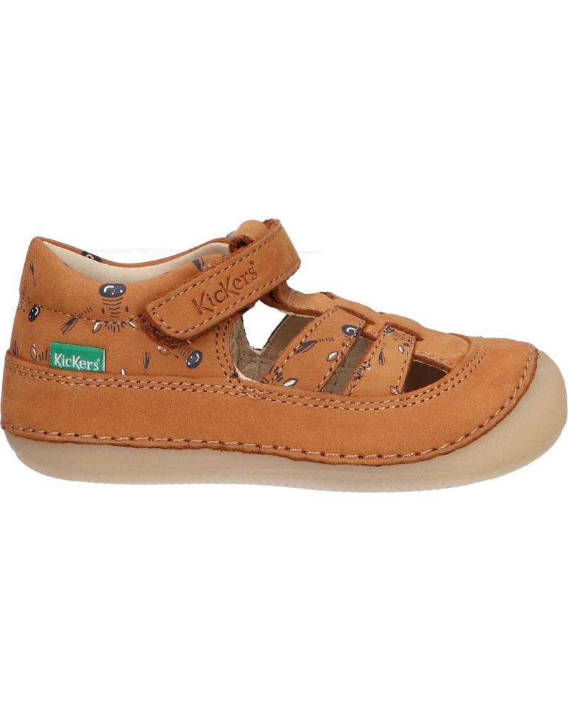 boy Sandals KICKERS 1215020-10-0 KICK SUSHYK LT GOLF NUBUCKPRINT  116 CAMEL IMPRIME Z