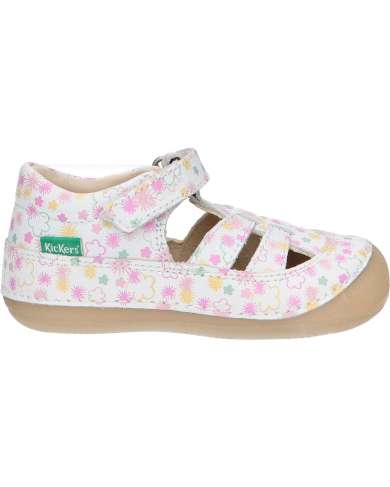 girl Sandals KICKERS 1215022-10-0 KICK SUSHYK LT COW NAPPAPRINT  33 BLANC IMPRIME F