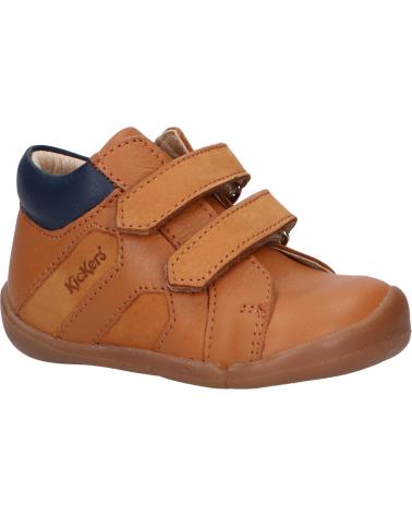 Chaussures KICKERS  pour Garçon 878472-10 WAMBAK CUIR  114 CAMEL MARINE