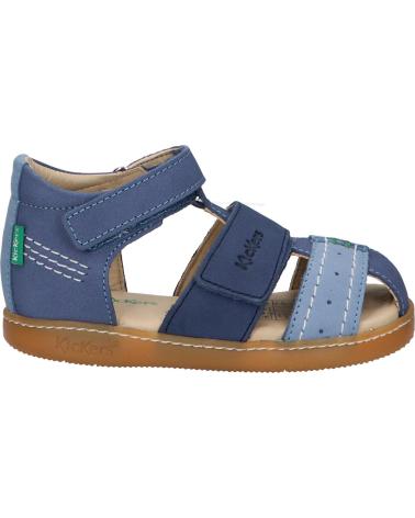Sandales KICKERS  pour Garçon 1201380-10-0 KICK BAZAR COW NUBUCK  53 BLEU TRICOLORE