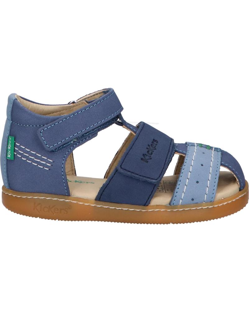 Sandales KICKERS  pour Garçon 1201380-10-0 KICK BAZAR COW NUBUCK  53 BLEU TRICOLORE
