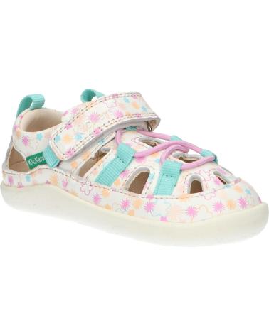 girl Sandals KICKERS 1201323-10-0 KICK FRONY NAPPAPRINT  33 BLANC IMPRIME F