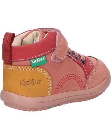 girl Mid boots KICKERS 878670-10 KINOÉ CUIR NUBUCK TRICOLORE  133 ROSE ROUGE JAUN