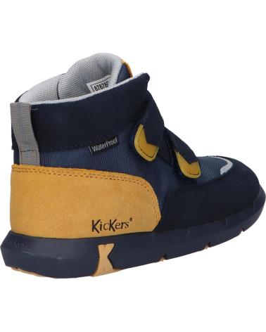girl and boy Mid boots KICKERS 878780-10 JUNIBO NYLON TEXTILE  103 MARINE JAUNE