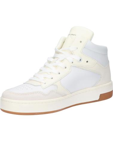 Woman sports shoes CALVIN KLEIN YW0YW00877 CUPSOLE MID LTH MONO  02X IVORY-BRIGHT WHITE
