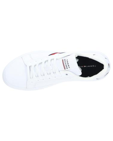 Scarpe sport TOMMY HILFIGER  per Uomo FM0FM04732 CORPORATE LEATHER CUP STRIPES  YBS WHITE