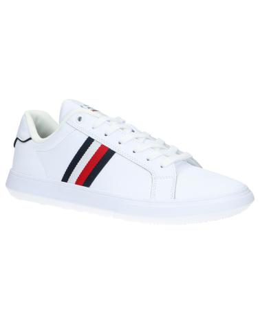 Scarpe sport TOMMY HILFIGER  per Uomo FM0FM04732 CORPORATE LEATHER CUP STRIPES  YBS WHITE