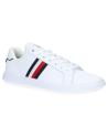 Scarpe sport TOMMY HILFIGER  per Uomo FM0FM04732 CORPORATE LEATHER CUP STRIPES  YBS WHITE