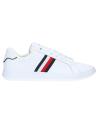Scarpe sport TOMMY HILFIGER  per Uomo FM0FM04732 CORPORATE LEATHER CUP STRIPES  YBS WHITE