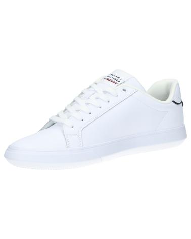 Scarpe sport TOMMY HILFIGER  per Uomo FM0FM04732 CORPORATE LEATHER CUP STRIPES  YBS WHITE