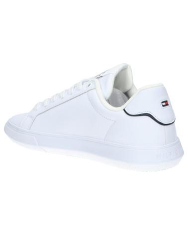 Scarpe sport TOMMY HILFIGER  per Uomo FM0FM04732 CORPORATE LEATHER CUP STRIPES  YBS WHITE