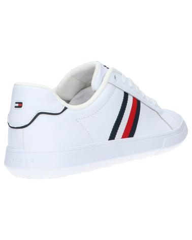 Scarpe sport TOMMY HILFIGER  per Uomo FM0FM04732 CORPORATE LEATHER CUP STRIPES  YBS WHITE